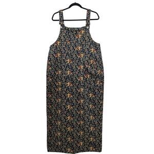 Deadstock NWT Vintage GARDEN GEAR Bib Overall Corduroy Jumper Dress Elephants LG